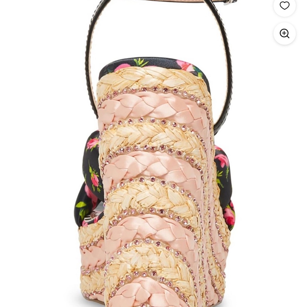 Betsey Johnson Black and Pink Floral Wedges - Picture 3 of 9